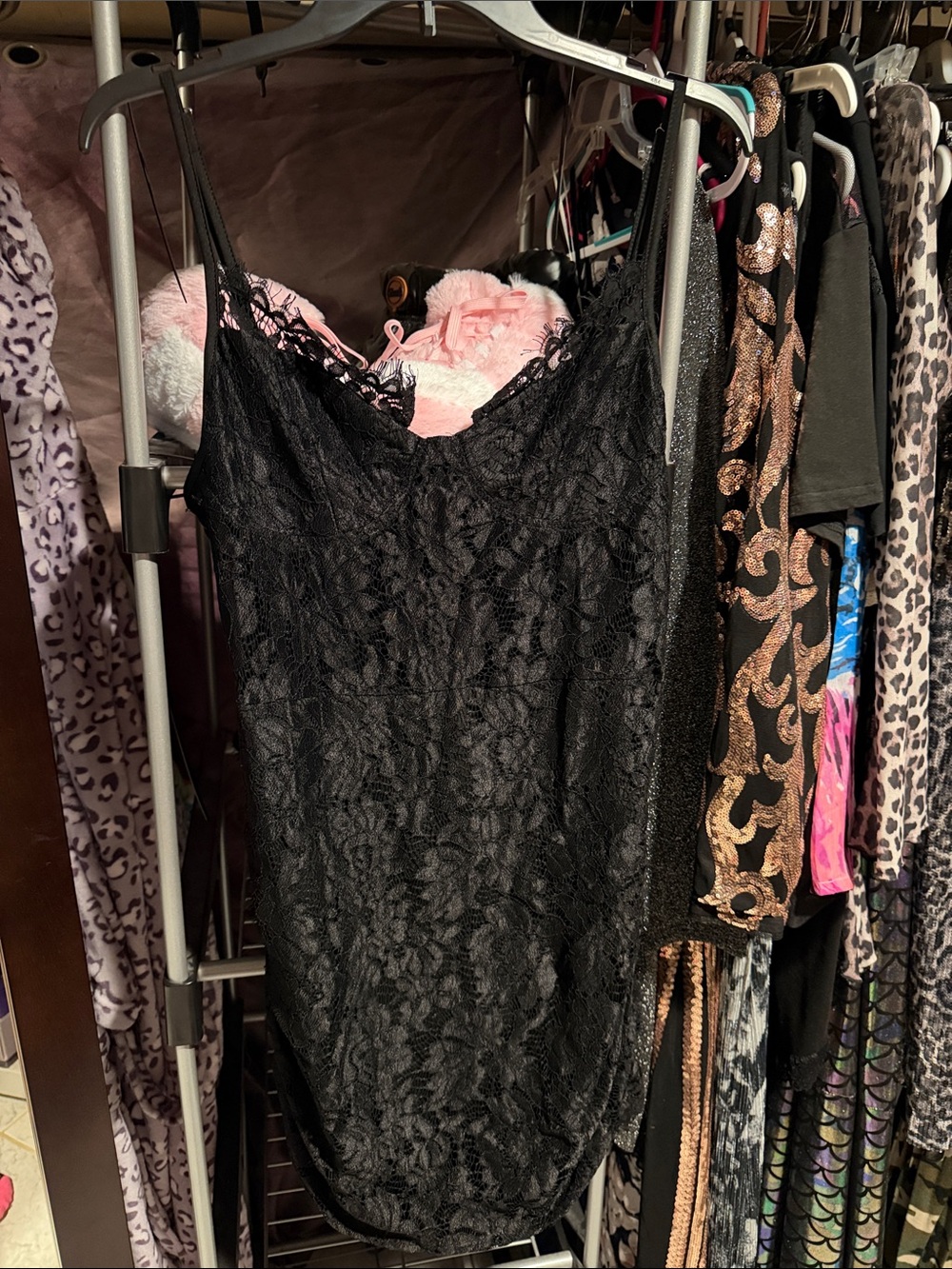 NWOT CHICME Black Lace Slip Dress